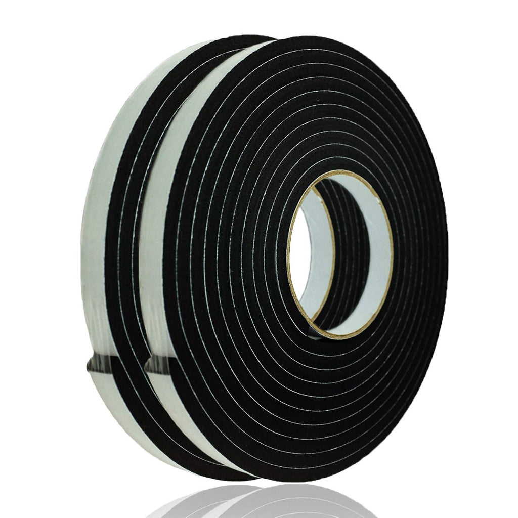 [Australia - AusPower] - Adhesive Foam Tape Weather Strip for Doors Sticky Foam Strip Insulation Soundproofing Tape Single Sided Closed Cell Foam Tape 1/4 Inch Thick x 1/2 Inch Wide,2 Rolls 1/4"T-1/2"W-33ft 