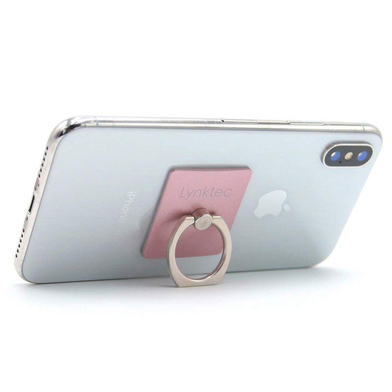 [Australia - AusPower] - Cell Phone 360 Degree Multi-Angle Ring Stand Holder for iPhone, Samsung, Android Smartphones by Lynktec (Rose Gold Pink with Silver Ring) 