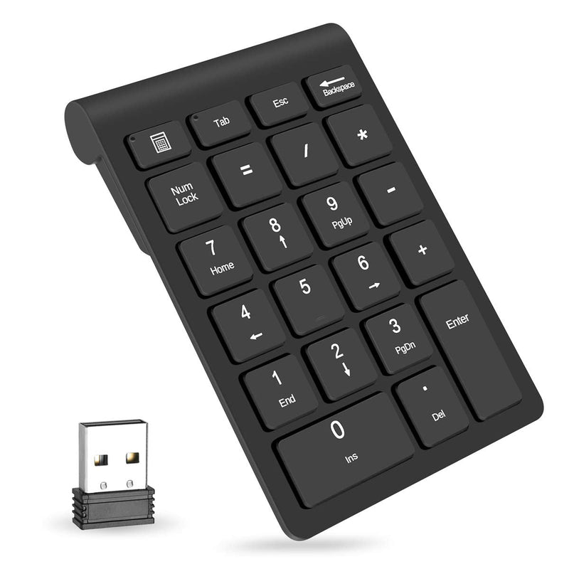 [Australia - AusPower] - Wireless Number Pads, Numeric Keypad Numpad 22 Keys Portable 2.4 GHz Financial Accounting Number Keyboard Extensions 10 Key for Laptop, PC, Desktop, Surface Pro, Notebook Black 