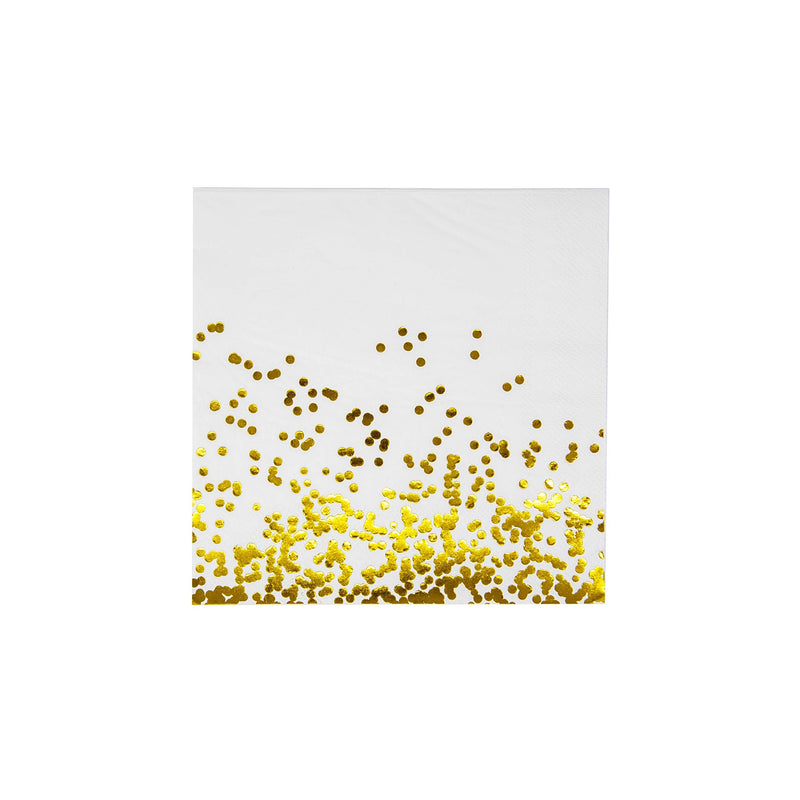 [Australia - AusPower] - PARTY CHIC White with Gold Luncheon Napkins, 3 Ply, 50 Pack, 6.5 in x 6.5 in, Gold Foil Decorative Paper Napkins for Celebration of Life, Wedding , Baby Shower, Cocktail, Communion 