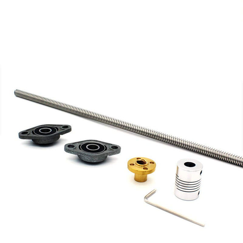 [Australia - AusPower] - 300mm 8mm T8 Lead Screw Set Lead Screw+ Copper Nut + Coupler+Hexagon Wrench + Pillow Bearing Block for 3D Printer 