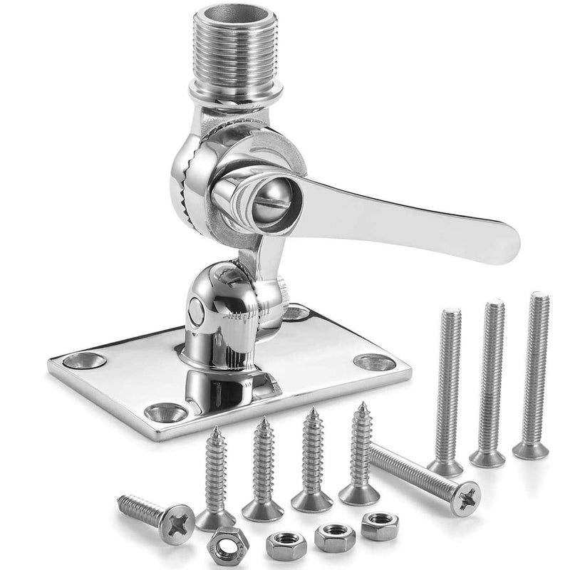 [Australia - AusPower] - ZOMCHAIN Marine VHF Antenna Mounts, Ratchet Mount, 316 Stainless Steel Adjustable Base Mount for Boat 