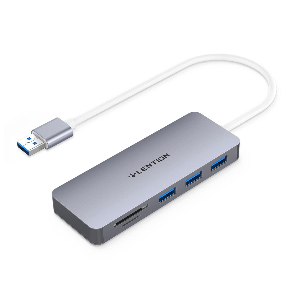 [Australia - AusPower] - LENTION USB 3.0 Hub with 3 USB 3.0 & SD/Micro SD Card Reader Adapter for Micro/SDXC/SDHC/SD/UHS-I Cards Compatible MacBook Air/Pro (Previous Generation), Surface, Chromebook, More (CB-H15, Space Gray) 