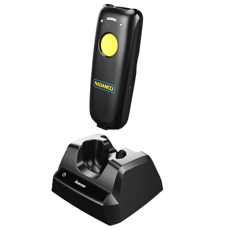 [Australia - AusPower] - NADAMOO 2D Wireless Barcode Scanner Compatible with Bluetooth, Portable USB 1D 2D QR Code Scanner for Inventory, Bar Code Image Reader for Tablet iPhone iPad Android iOS PC POS, with Charging Dock 