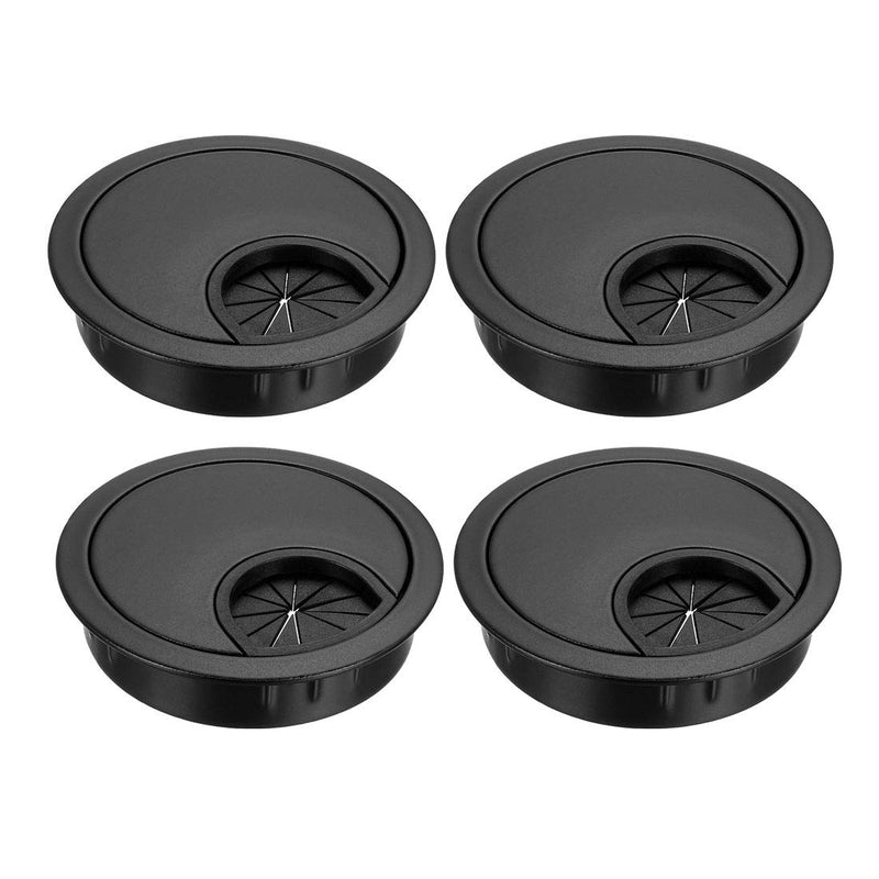 [Australia - AusPower] - uxcell Cable Hole Cover, 2.1inch Zinc Alloy Desk Grommet for Wire Organizer, 4 Pcs (Black) 2-1/8 Inch Black 