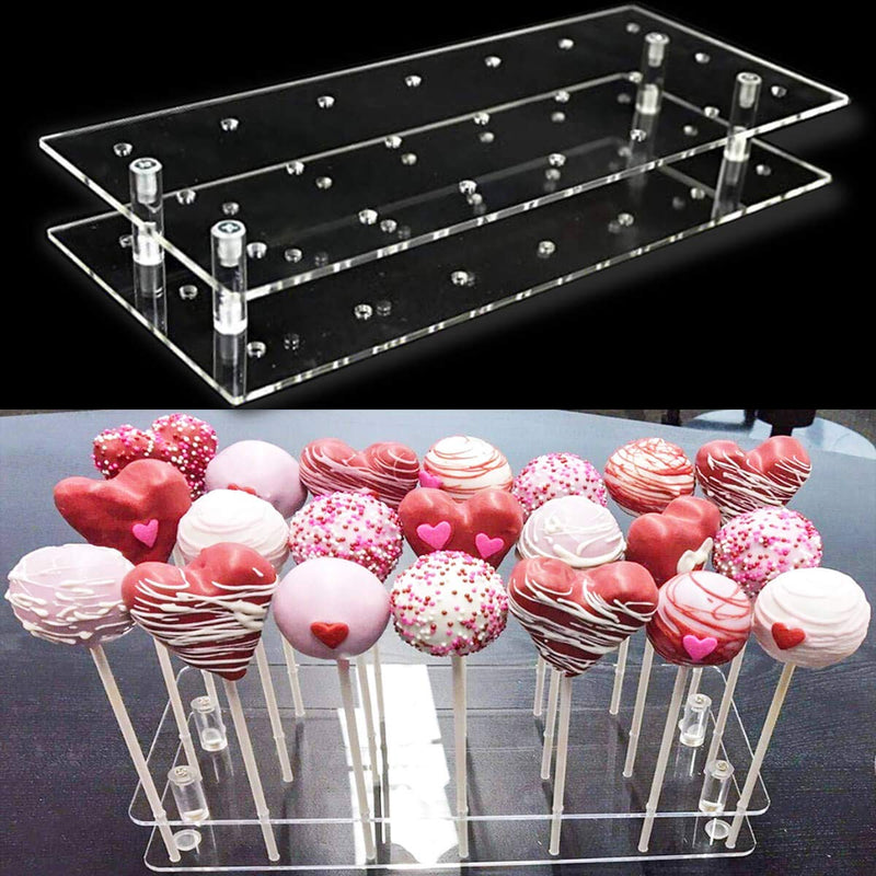 [Australia - AusPower] - Cake Pop Display Stand, 21 Hole Clear Acrylic Lollipop Holder Weddings Baby Showers Birthday Parties Anniversaries Halloween Candy Decorative (21 Hole) 