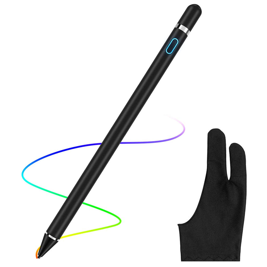 [Australia - AusPower] - AICase Stylus Pens for Touch Screens, 1.45mm High Precision and Sensitivity Point IPad Pencil Fine Point Active Smart Digital Pen for Tablet Work at iOS and Android Touch Screen (Black1) Black1 