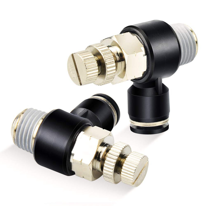 [Australia - AusPower] - TAILONZ PNEUMATIC 3 Pack SL-3/8-N2 Push to Connect Air Line Fitting Air Flow Control Valve 3/8 Inch od 1/4 Inch Npt Elbow 90 Degree Air Speed Control Valve Fitting Push Lock 3/8"OD1/4"NPT 