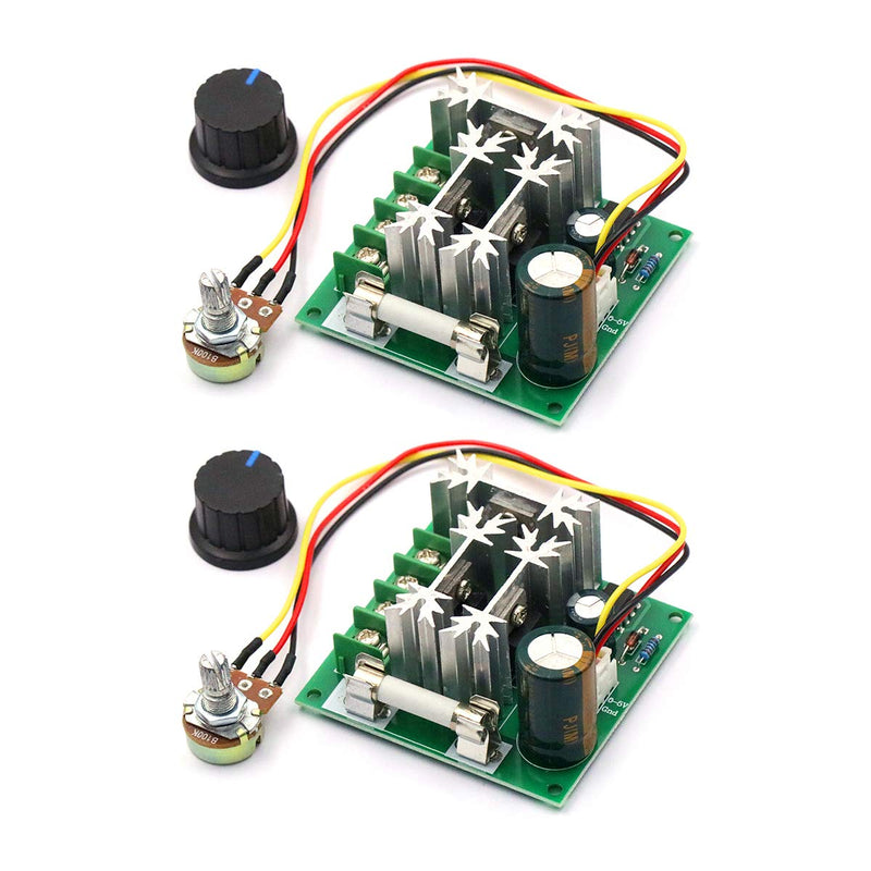 [Australia - AusPower] - DaFuRui 2Pack Upgraded 6V-90V 15A DC Motor Pump Speed Controller，16KHZ PWM Speed Controller Regulator Module Board with Speed Control Knob (6V-90V 15A DC Motor) 