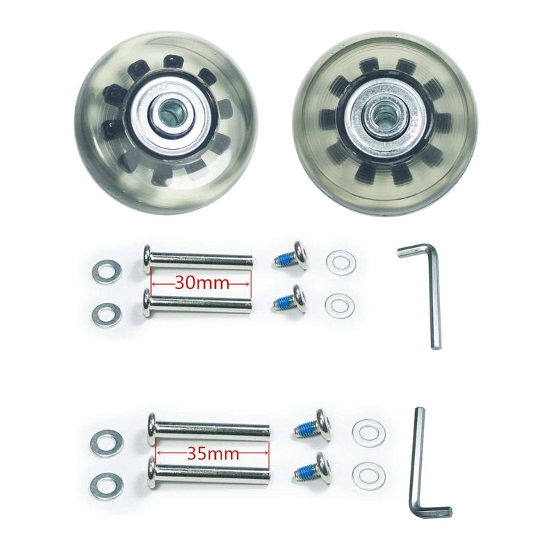 [Australia - AusPower] - F-ber 50mm x 18mm/1.97" x 0.7" Multi Color Luggage Suitcase Wheels with 6mm ABEC 608zz Bearings, Inline Outdoor Skate Replacement Wheels Set of 2 Wheels w/Axles 30mm&35mm Black&Clear 