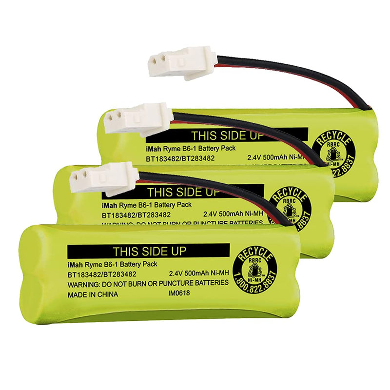 [Australia - AusPower] - iMah BT183482/BT283482 2.4V 500mAh Ni-MH Cordless Phone Battery Compatible with VTech DS6401 DS6421 DS6422 DS6472 LS6405 LS6425 LS6426 LS6475 LS6476 Handset, Pack of 3 3-Pack BT183482/BT283482 500mAh Batteries 