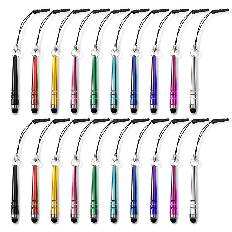 [Australia - AusPower] - homEdge Mini Stylus Pen Set of 20 Pack, Universal Capacitive Stylus with 3.5 mm Jack Compatible with All Device with Capacitive Touch Screen – 10 Color 