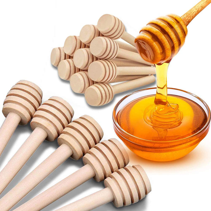 [Australia - AusPower] - Premium 50-Pack 3 Inch Mini Wooden Honey Dipper Stick, Individually Wrapped,Pefect for Wedding Shower Party Favors Honey Jar spoon or Honey Wands mini 50PACK 