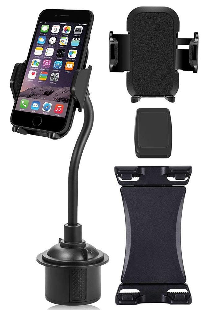 [Australia - AusPower] - Nakedcellphone [Triple Threat] Cup Holder Mount for iPhone Smartphone iPad Mini with 3 Attachments [Magnetic, Padded Cell Phone Holder, XL Wide Tablet Clamp Grip ] - Universal Up to 9.5" 