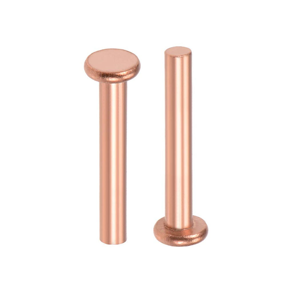 [Australia - AusPower] - uxcell 25 Pcs 1/8" x 25/32" Flat Head Copper Solid Rivets Fasteners 1/8" x 25/32" 
