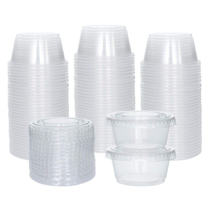 [Australia - AusPower] - [100 Sets] 2 oz Small Plastic Containers with Lids, Jello Shot Cups with Lids, Disposable Portion Cups, Condiment Containers with Lids, Souffle Cups for Sauce and Dressing 100 2 oz. 
