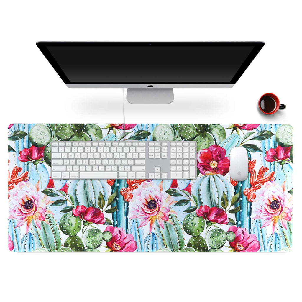 [Australia - AusPower] - Anyshock Desk Mat, Extended Gaming Mouse Pad 35.4" x 15.7" XXL Keyboard Laptop Mousepad with Stitched Edges Non Slip Base, Water-Resistant Computer Desk Pad for Office and Home (Cactus) Green Cactus 