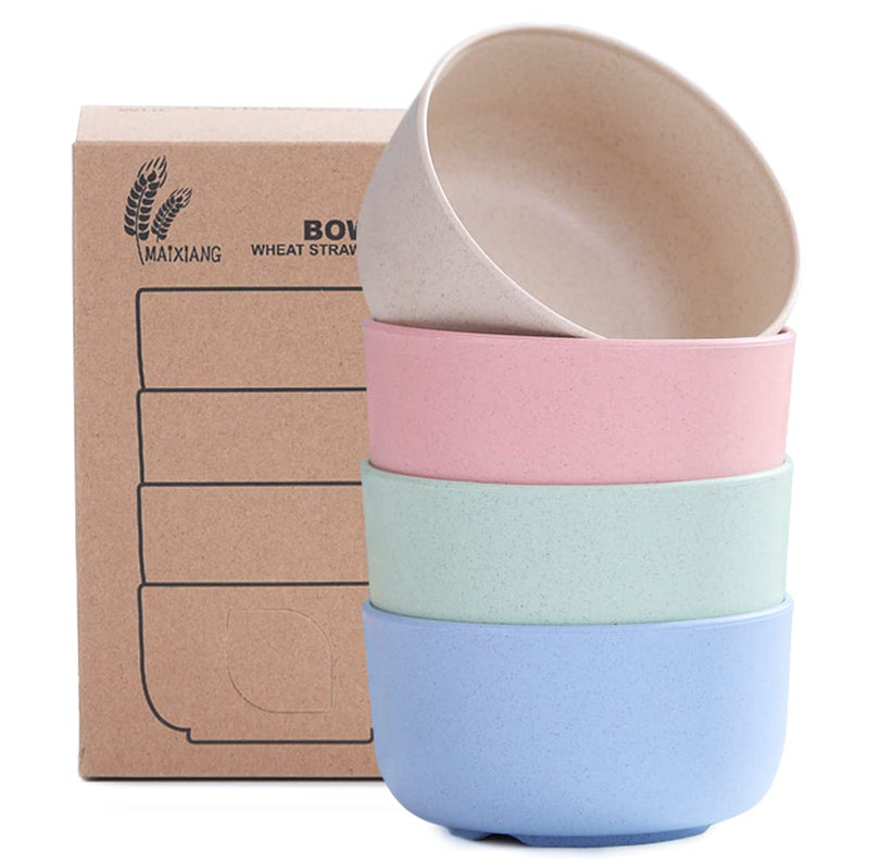[Australia - AusPower] - Snack Bowls,Set of 4 Rice Bowls,100% BPA-Free Wheat Straw Fiber Snack Bowls,Eco-friendly Safe Kitchen Bowl for Children Adult Support Microwave(14 oz-4pack) 14 oz-4pack 