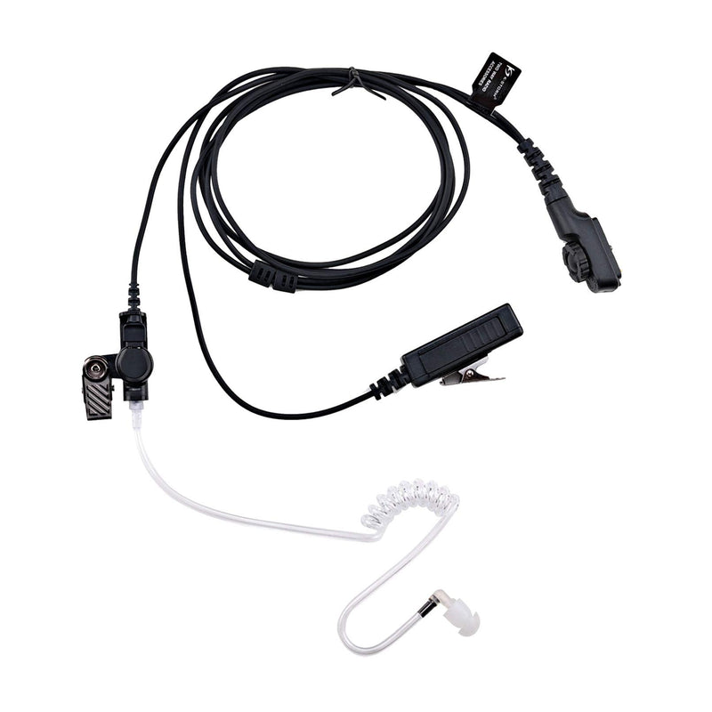 [Australia - AusPower] - KS K-STORM PD782 Acoustic Tube Earpiece Headset Compatible with Hytera PT580 PD702 PD780 Radio, PU Material, Black 