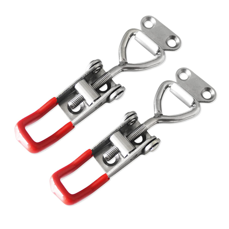 [Australia - AusPower] - CUKAYO 2pcs Toggle Latch Clamp 4001, Adjustable 304 Stainless Steel Pull Hasp Latches, Quick Release Hand Tool Toggle Clamp for Smoker Lid Jig,Case Trunk,Door,220Lbs Holding Capacity 