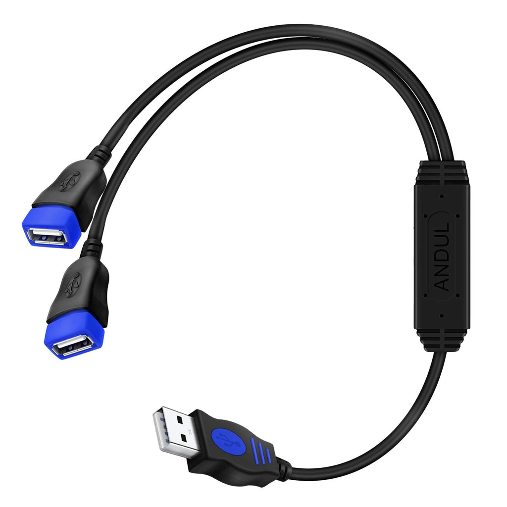 [Australia - AusPower] - USB Splitter, Andul USB 2.0 Y Splitter Charger Cable 1 Male to 2 Female Power Cord Extension Hub Adapter for Car / Laptop / LED Etc,Navy 