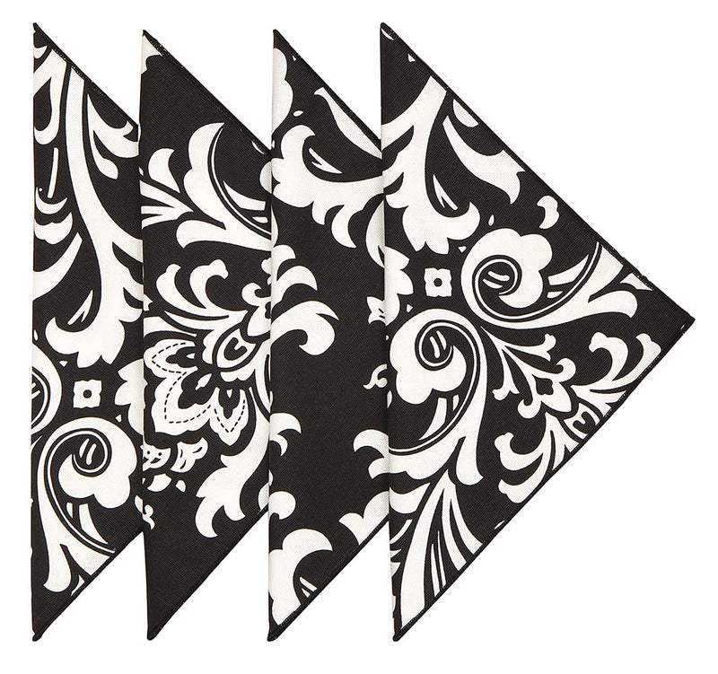 [Australia - AusPower] - 100% Cotton Linen Napkins Cloth Napkins 18" x 18" Dinner Napkins, Black and White Wedding Napkins, Damask Napkins, Table Decor, Set of 4 Table Napkins 