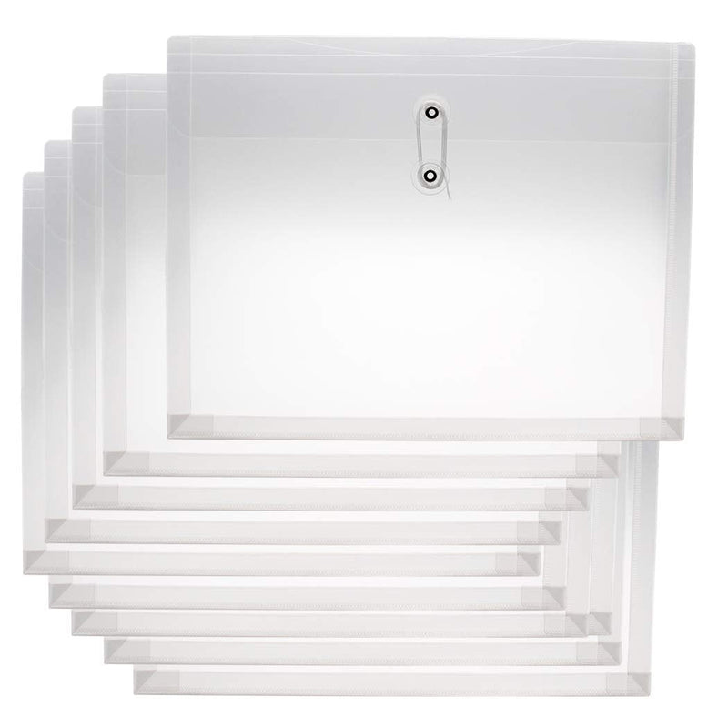[Australia - AusPower] - Zoohot Plastic Envelopes with String Closure Clear Side Loading, 1-1/4 in Expansion, Letter Size/A4 Size, Set of 10 White_1 
