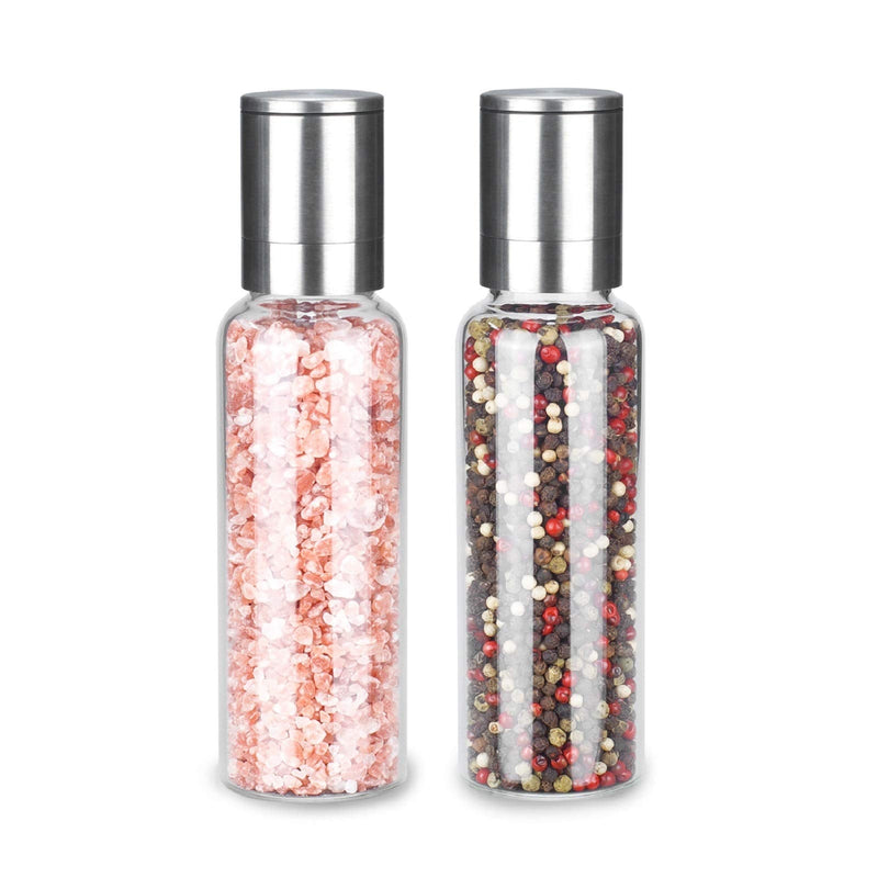 [Australia - AusPower] - Extra Large Salt and Pepper Grinder Set 170ml VEVOK CHEF Grinder Mill Set with Borosilicate Glass Adjustable Coarseness Ceramic Pepper Grinder Dual Salt and Pepper shaker Chef Gift Clear 