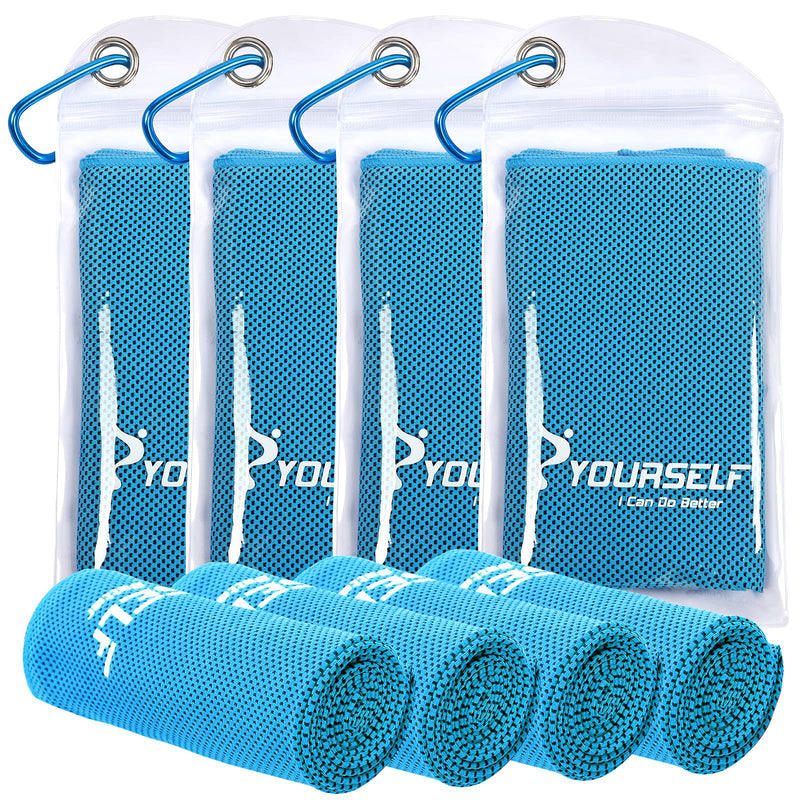 [Australia - AusPower] - SYOURSELF Cooling Towel, Cooling Towels for Neck,4 Pack 40" x 12"Ice Towel for Instant Cooling Relief, Soft Breathable Chilly Towel, Perfect Yoga, Golf, Sports, Athletes, Camping Towel(Blue) 4 Pack-blue 40"x12" 
