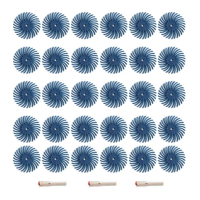 [Australia - AusPower] - FPPO 30pcs 1 Inch Radial Bristle Disc Kit with 1/8" 3mm Shank for Rotary Tools,Detail Abrasive Wheel for Jewelry wood metal Polishing, Bristle Buffing Wheel (Grit 120) Grit 120 