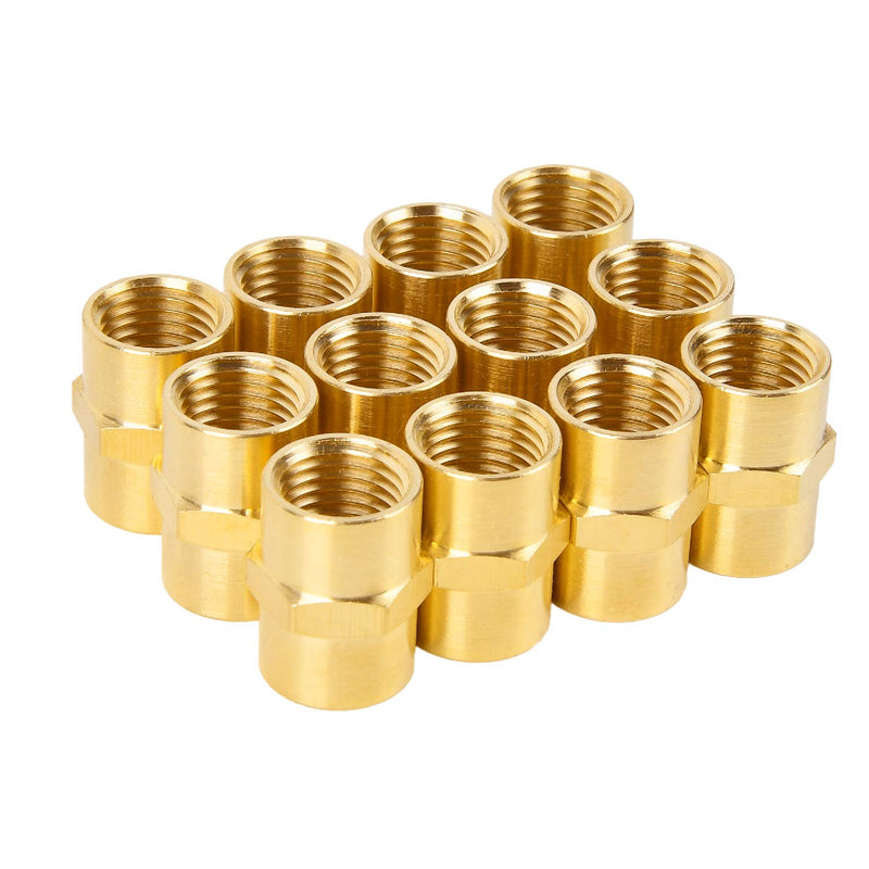 [Australia - AusPower] - Air Hose Fittings, SUNGATOR Brass Pipe Fitting, Coupling 1/4" x 1/4" NPT Female Pipe Air Fittings (12-Pack) 12 