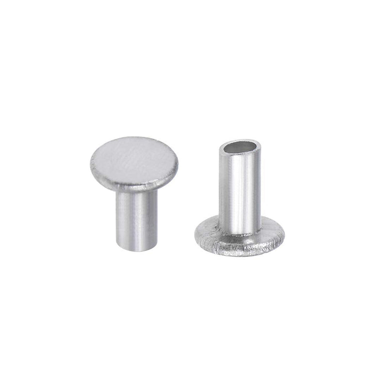 [Australia - AusPower] - uxcell 100 Pcs 2mm x 4mm Aluminum Flat Head Semi-Tubular Rivets Silver Tone M2 x 4mm 