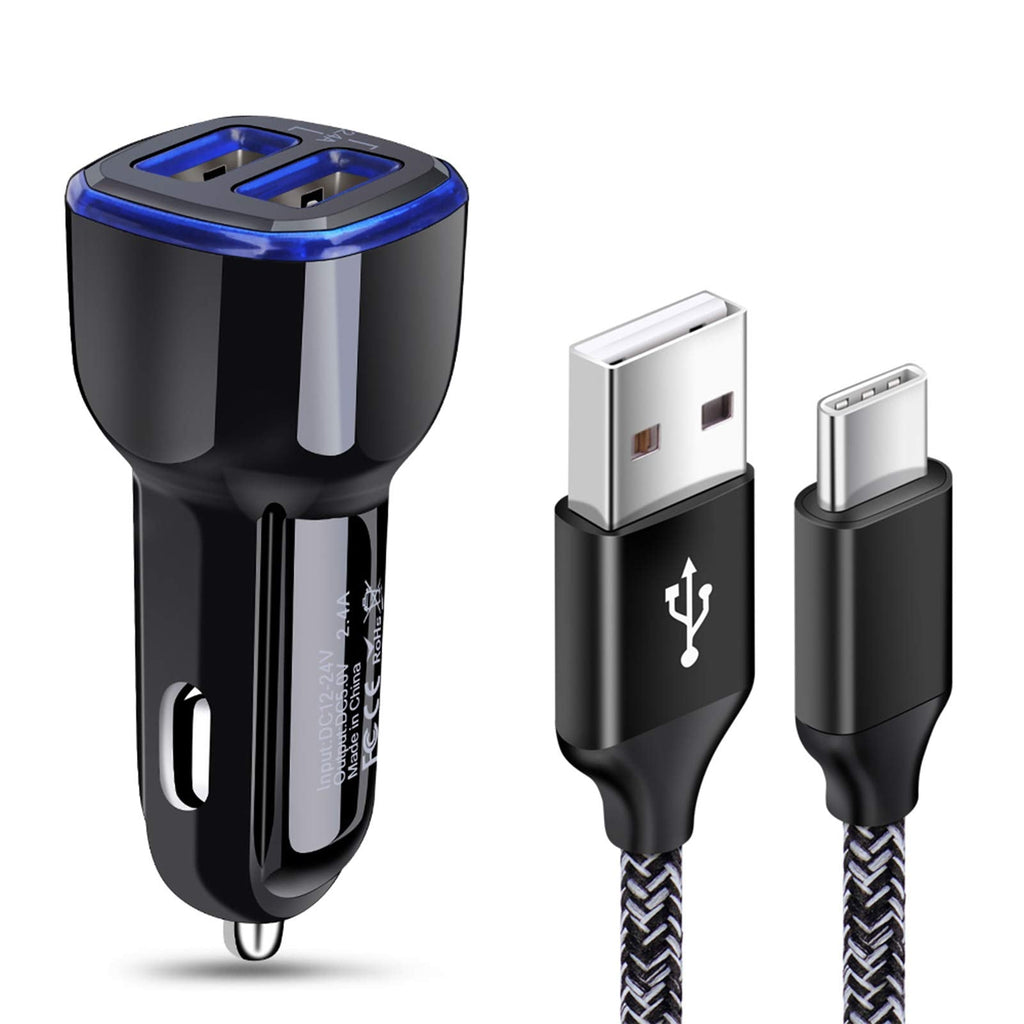 [Australia - AusPower] - C Car Phone Charger, Dual Port Car Charger Adapter with Fast Charge Type C Charging Cord Compatible for Motorola Moto G Pure/G Play/G Power/G9/G8/G7/G7 Plus/G7 Play/G7 Power/G6/G6 Plus/Z4/Z3 Z2 Play 
