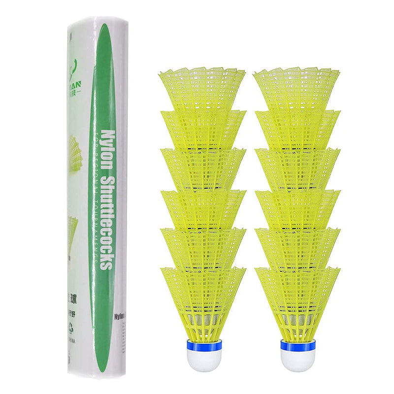 [Australia - AusPower] - ZHENAN 12-Pack Advanced Nylon Feather Shuttlecocks,77 Grains-High Speed Badminton Balls (Yellow,Nylon) with Great Stability and Durability,Indoor Outdoor Sports Hight Speed Training Badminton Birdies 