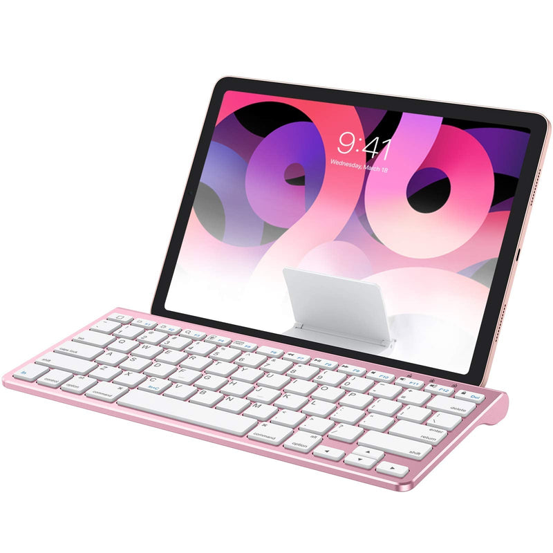 [Australia - AusPower] - OMOTON iPad Keyboard with Sliding Stand, Ultra-Slim Bluetooth Keyboard for iPad Air 4th Generation 10.9, iPad 10.2(9th/8th/7th Gen), iPad Mini, and More[Sliding Stand NOT for iPad Pro 12.9], Rose Gold 