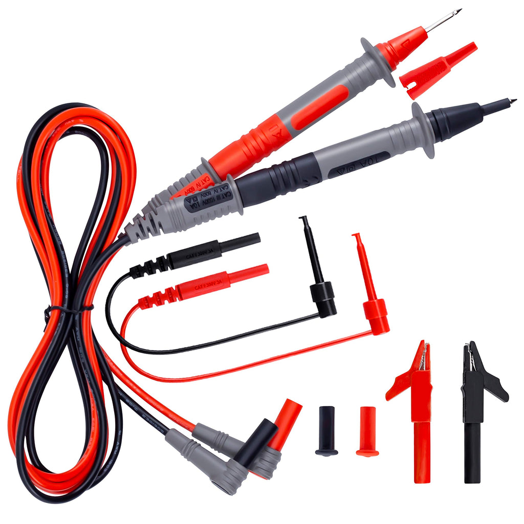 [Australia - AusPower] - KAIWEETS Soft Silicone Electrician Test Leads Kit CAT III 1000V & CAT IV 600V with Alligator Clips and Needle Probe for Fluke/AstroAI/INNOVA Multimeter Electronic Clamp Meter 8 