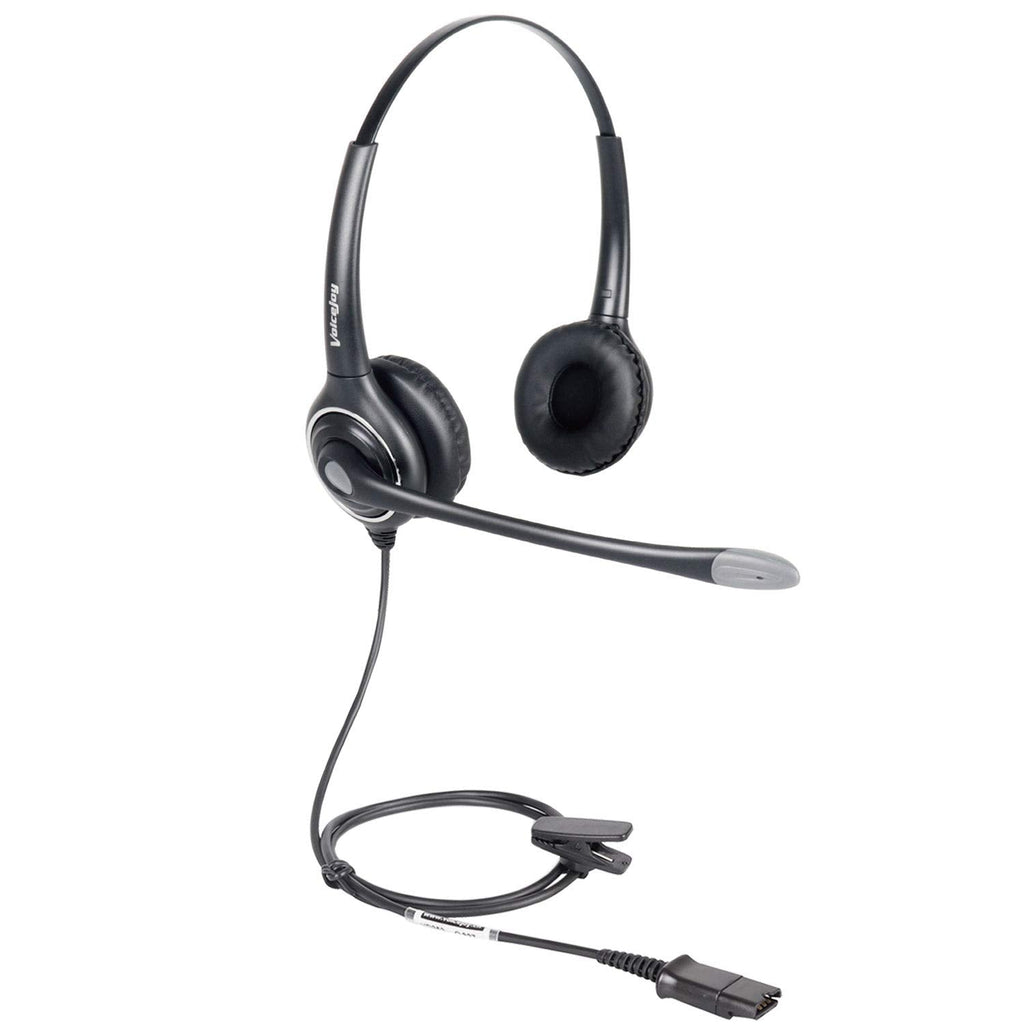 [Australia - AusPower] - VoiceJoy Binaural Headset with Noise Cancelling Microphone with QD(Quick Disconnect),Compatible with VoiceJoy and Plantronics QD Quick Disconnect Connector QD Connector 