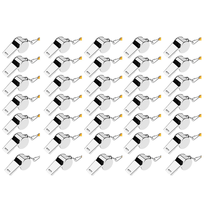 [Australia - AusPower] - BIMIGET Coach Whistle,35Pack Football Referee Whistle with Lanyard for Emergency Sports Training Referee Silver-35Pack 