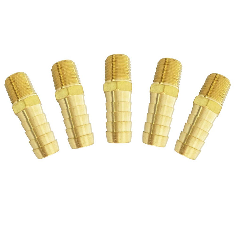 [Australia - AusPower] - Barb Adapter 1/8" NPT Male x 3/8" Barbed Brass Hose Fitting 5pcs 5 3/8" Barb x 1/8" NPT Male 