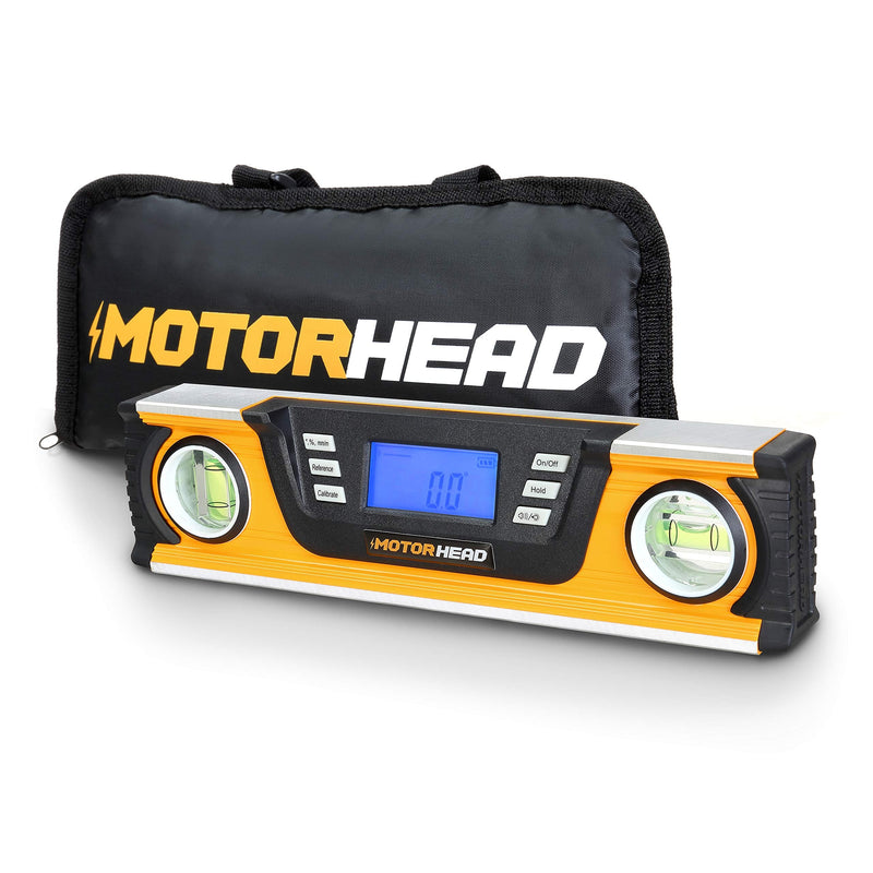 [Australia - AusPower] - MOTORHEAD 10-Inch 0° - 180° SMART DIGITAL Level, LCD Screen, Audible Alerts, Water, Dust & Shock Resistant, Magnetic Bottom, Includes Bag, High-Visibility, Solid-Milled Aluminum, USA-Based Support 10" 