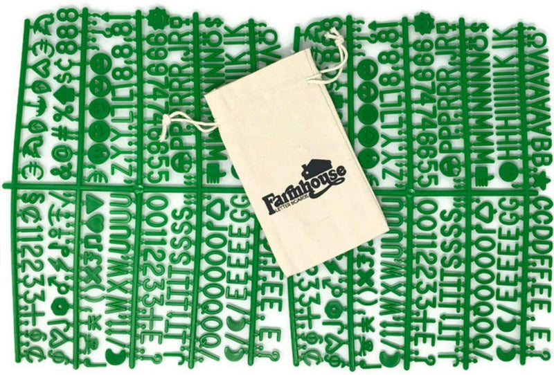 [Australia - AusPower] - Green Letter Set for Changeable Felt Letter Boards, 3/4" 460 Characters (Includes Letters, Symbols / Emojis, Numbers, Punctuation) & Burlap Storage Bag (Green) Green 