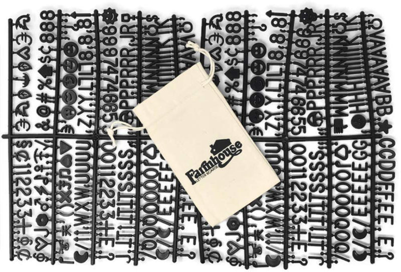 [Australia - AusPower] - Black Letter Set for Changeable Felt Letter Boards, 3/4" 460 Characters (Includes Letters, Symbols / Emojis, Numbers, Punctuation) & Burlap Storage Bag (Black) Black 