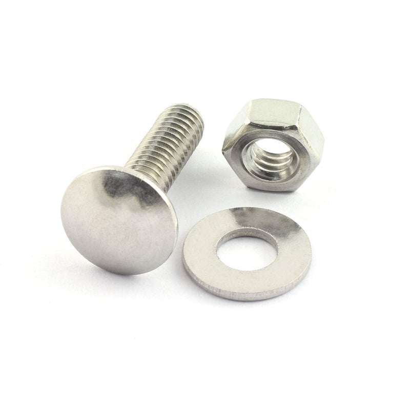 [Australia - AusPower] - RuiLing 10 Set Carriage Bolt Sets 304 Stainless Steel Carriage Screw Hex Nut and Flat Washer Kits 1/4-20 Inches 1/4"-20*1" 