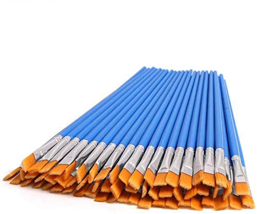 [Australia - AusPower] - DECYOOL 60 Pcs Paint Brushes Set Kids Nylon Flat Hair Small Oil Watercolor Artist Painting Kits Bulk for Acrylic Painting Flat Brushes 