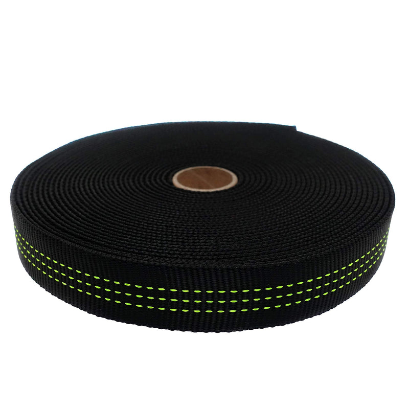 [Australia - AusPower] - GM CLIMBING 1 inch Nylon Tubular Webbing Tape UIAA Certified 4000lb Heavy Duty for Climbing Rescue Rope Works Survival Outdoor General Purposes 1" x 30Ft / 10 Yards Black 1 inch x 10 yards 