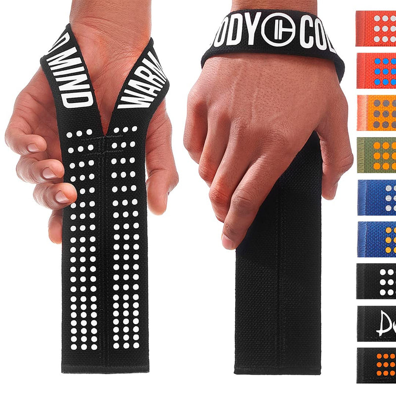 [Australia - AusPower] - WARM BODY COLD MIND V1 Lifting Wrist Straps for Olympic Weightlifting, Powerlifting, Bodybuilding, Functional Strength Training, for Crossfit - Heavy-Duty Cotton Wrist Wraps, Pair Black/White 