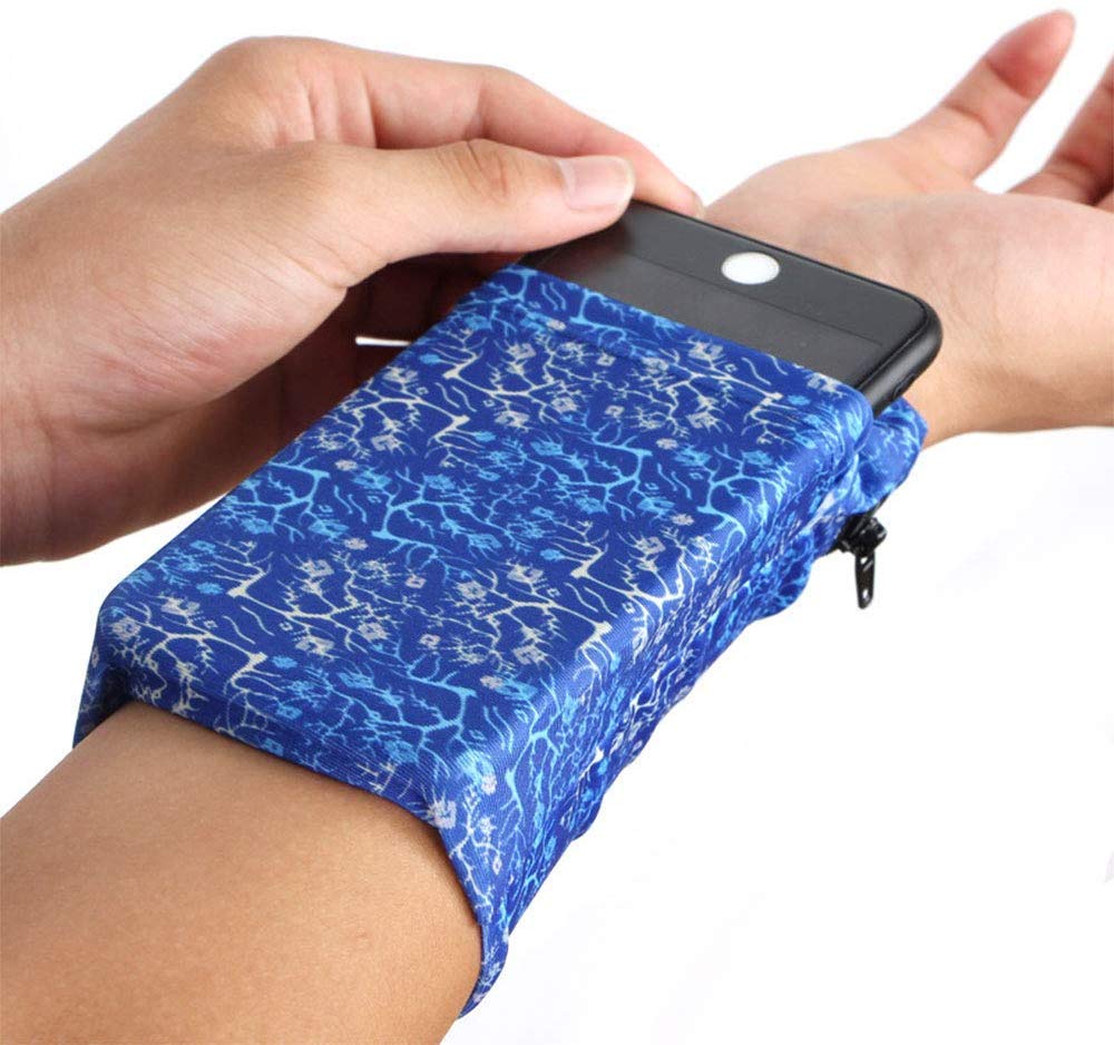 [Australia - AusPower] - Pocket Wrist Wallet Wrist Cell Phone Holder, Ankle Wallet, Sweat Bands, Armband, Hidden Pouch, Wristlet Wallet for Travel, Running Pouch for Your Running Accessories (Size L, 4.3” W x 6.5” H) 
