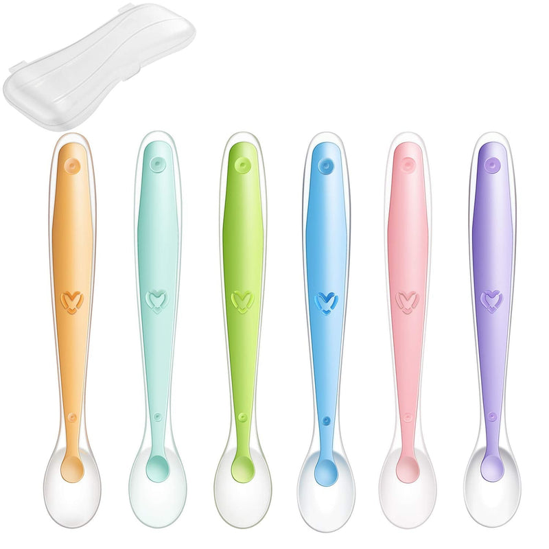[Australia - AusPower] - PandaEar Baby Silicone Soft Spoons| Training Feeding for Kids Toddlers Children and Infants| BPA Free 6 Pack| Great Gift Set |Gum-Friendly First Stage (Spoons with Container) Löffel mit Behälter 