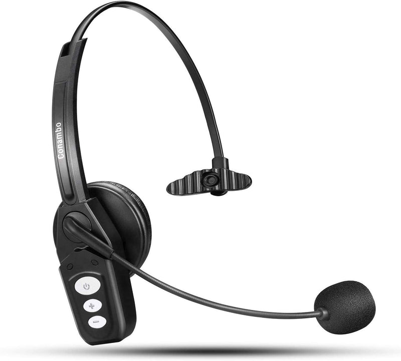 [Australia - AusPower] - Bluetooth Headset V5.0, Pro Wireless Headset High Voice Clarity with Noise Canceling Mic for Cell Phone Trucker Engineers Business Home Office-JBT800 