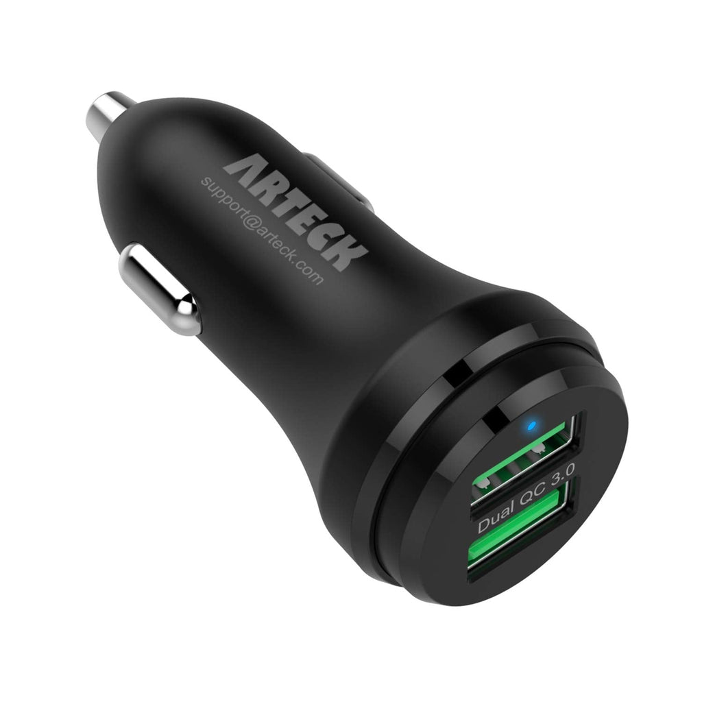 [Australia - AusPower] - Car Charger, Arteck 40W 2 Quick Charge 3.0 USB Port Adapter with Dual QC 3.0, Compatible iPhone 13, 13 Pro, 13 Pro Max, 13 Mini, 12, 12 Pro, 11, Xs Xs Xr X 8 7 Plus, iPad, Samsung Galaxy Note And More 